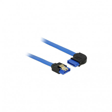 "DELOCK Kabel SATA 6 Gb/s Buchse gerade > SATA Buchse rechts gewinkelt 50cm blau mit Goldclips"