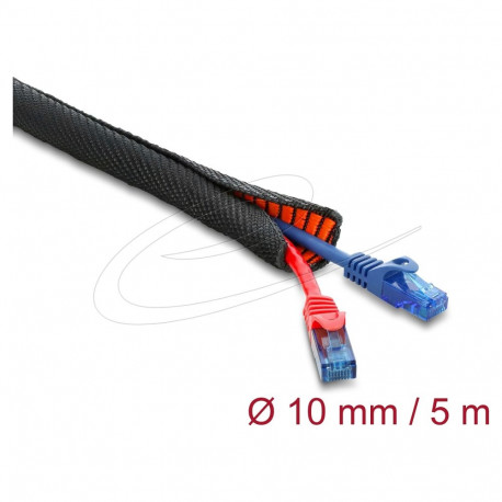 "Delock Kabelschutzschlauch mit orangener Verschleißanzeige selbstschließend doppellagig 5 m x 10 mm