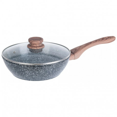 Patelnia z pokrywką, aluminium, szary marmurek śr.28cm kinghoff