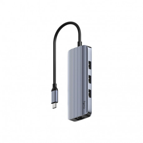 Cudy dokkimisjaam/portide laiendaja UH606 juhtmega USB 3.2 Gen 1 (3.1 Gen 1) Type-C, hall, hõbedane