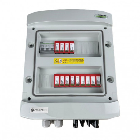 Switchgear attached DCAC hermetic IP65 EMITTER with DC surge arrester Dehn 1000V type 2, 3 x PV stri
