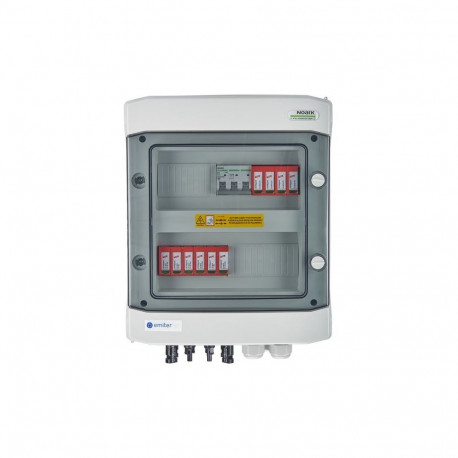 Switchgear attached DCAC hermetic IP65 EMITTER with DC surge arrester Dehn 1000V type 2, 2 x PV stri