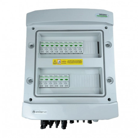 Switchgear attached DC hermetic IP65 EMITTER with Noark 1000V type 2 DC surge arrester, 5x PV string