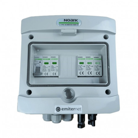 Switchgear attached DCAC hermetic IP65 EMITTER with Noark 1000V type 2 DC surge arrester, 1 x PV str