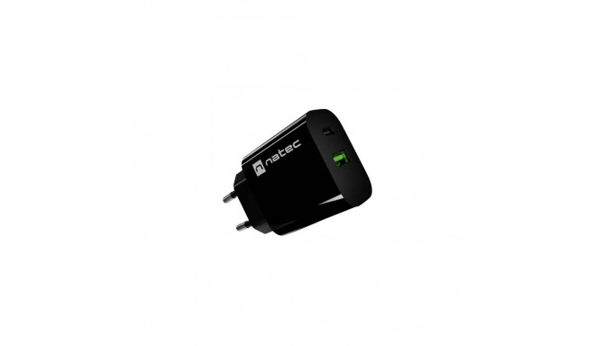 Ribera USB-laadija 1xUSB-A 1xUSB-C, must