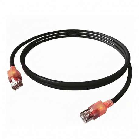 "EasyLan DualBoot LED Patchkabel RJ45 S/FTP Cat.6A (Class EA), mit saCon Stecker, LSOH, schwarz, 2 m