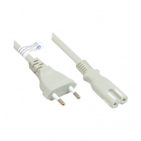 "Euro-Netzkabel Euro-Stecker Typ C (gerade) an C7/Euro 8 Buchse (gerade), grau, 0,75 mm², 5 m, Good 