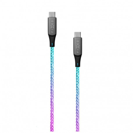 fixed | Glowing Charging Cable USB-C/USB-C, PD support, Rainbow | FIXDLED-CC-RA