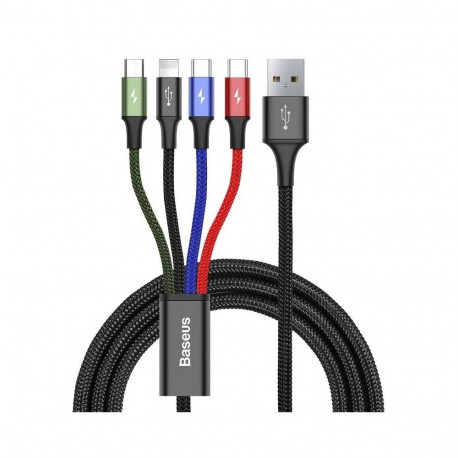 Baseus kaabel kiirlaadimisega 4in1 2xUSB-C/Lightning/Micro 3.5A 1.2m, must