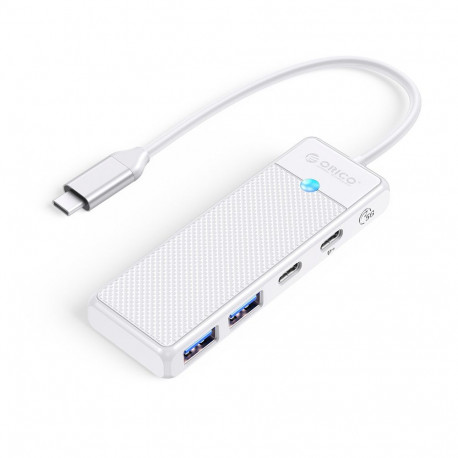 Orico PAPW2AC-C3 USB Hub 4-port 2x USB-A 3.0 1x USB-C 3.0 with USB-C PD 100W charging 0.15m - white