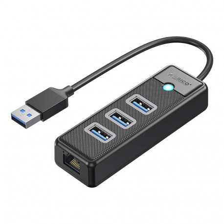 Orico PW3UR25-U3 USB Hub 4-Port 3x USB-A 3.0 1x RJ45 2.5G Ethernet 0.15m - Black