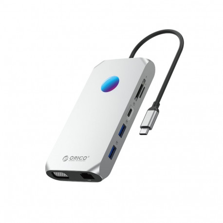 Orico XCR 12in1 RGB USB-C Docking Station 2x USB-A 3.1 1x USB-A 2.0 1x USB-C PD 100 W 1x USB-C 3.1 2