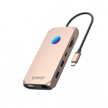 Orico XCR 12in1 RGB USB-C Docking Station 2x USB-A 3.1 1x USB-A 2.0 1x USB-C PD 100W 1x USB-C 3.1 2x