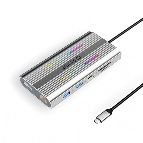 Orico XDR 12in1 RGB USB-C Docking Station USB-A USB-C 2x HDMI 4K 60 Hz DisplayPort 4K 60 Hz RJ45 Gig