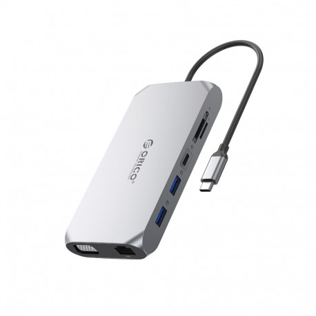 Orico XCR 12in1 USB-C Docking Station 2x USB-A 3.1 1x USB-A 2.0 1x USB-C PD 100W 1x USB-C 3.1 2x HDM