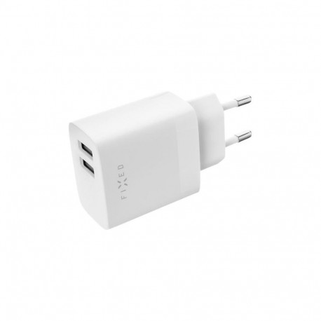 fixed Dual USB Travel Charger 17W, White |
