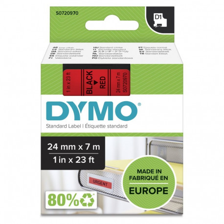 D1, brand tape, 24mm, black text on red tape, 7m - 53717 DYMO / S0720970