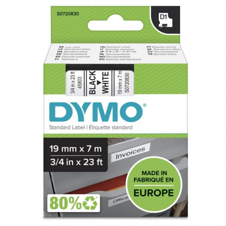 Tape DYMO D1 19mm x 7m, black on white / S0720830 45803
