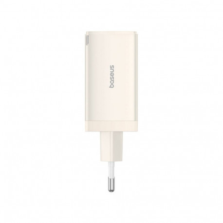 Wall charger Baseus GaN5 2x USB-C + USB, 65W + cable 1m (white)