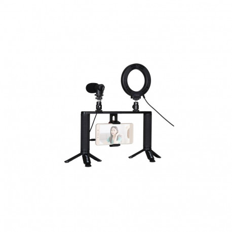 Blogging Smartphone Video Rig (LED Ring Light, Tripod Mount, Phone Holder, Mic)