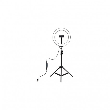 LED Ring Lamp 26 cm With Desktop Tripod Mount Up To 1.1m, Phone Clamp, USB
