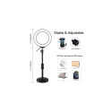 LED Ring Lamp 16cm With Desktop Mount 18-28cm, USB