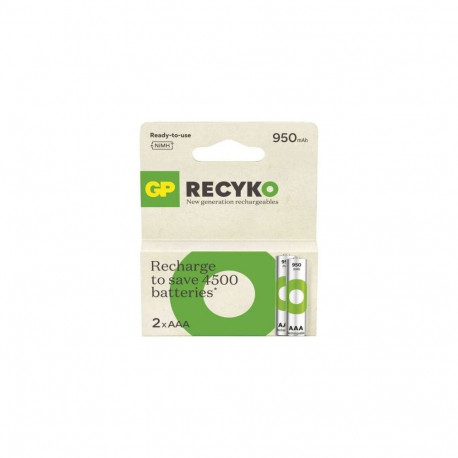 GP Battery (AAA) Rechargeable NIMH R03/AAA, 100AAAHCE-R21, ReCyko (2 batteries / blister), 1000 mAh