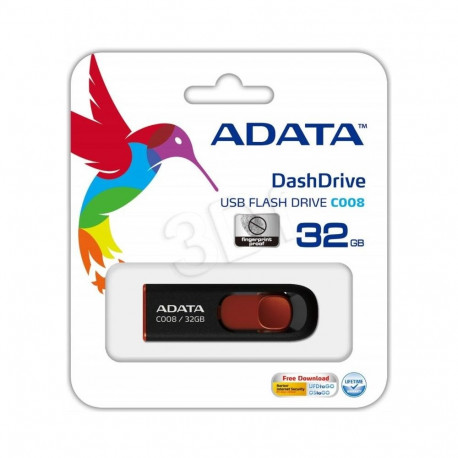 A-DATA mälupulk Classic C008 32GB, must ja punane