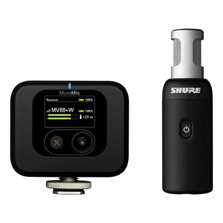 Shure juhtmevaba stereomikrofon MV88+W-KIT-Z6 kaamera külge kinnitatava vastuvõtjaga