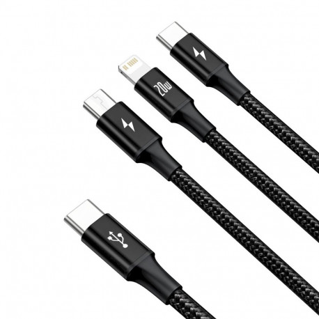 Baseus Rapid Series 3in1 Fast Charging Cable USB-C - USB-C/Lightning/MicroUSB 20W 1.5m / black