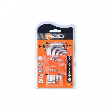 Kuulotsaga kuuskantvõtmete komplekt, 9 tk, 1,5–10 mm, Cr-V