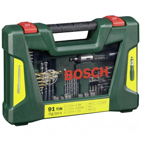 V-Line TiN-Bohrer- und Bit-Set, 91-teilig , Bohrer- & Bit-Satz (grün)