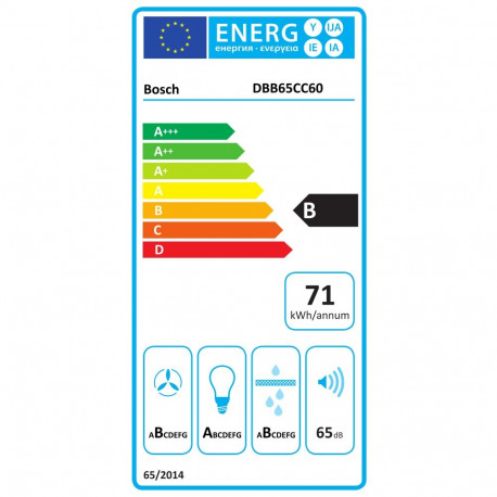 Bosch DBB65CC60 | Hood | Canopy | Energy efficiency class B | Width 60 cm | Mechanical | 582 m³/h | 