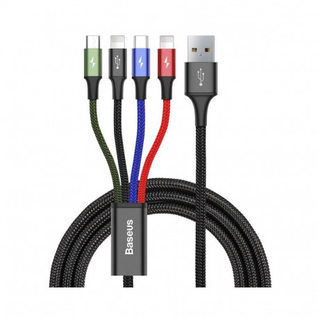 Baseus - Baseus CA1T4-A01 Fast 4in1 Cable 2x Lightning, USB-C, MicroUSB 3.5A 1.2m Black