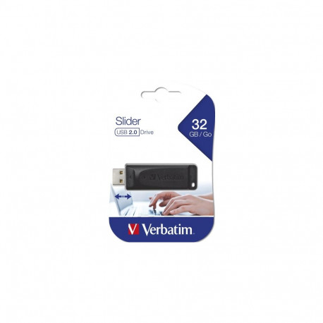 Verbatim 98697 Slider USB atmintinė 32GB, USB-A 2.0, Juoda