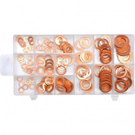 Yato copper washers assortment YT-06871, 150 pcs, 15 sizes, metric thread, plastic box