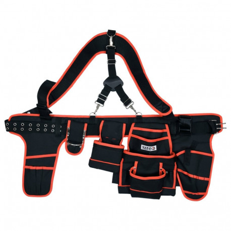 Yato tool belt with suspenders YT-74071, 130cm, 600D polyester, 12 pockets, 3 hammer holders, 2 powe