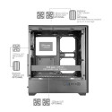 Computer Case - Mars Gaming MCQUANTUM Midi Tower, Tempered Glass, Multiple Motherboard Support, Blac