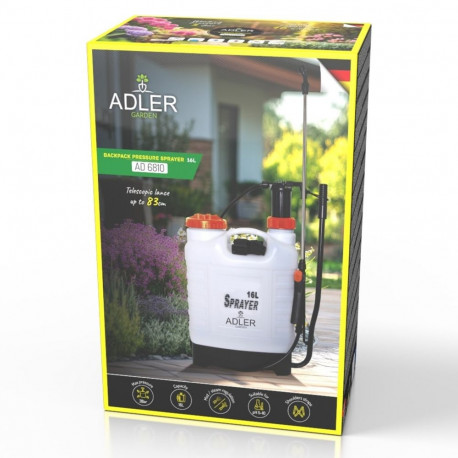 Backpack Sprayer - Adler AD 6810 16L Pressure 3 Bar White Orange