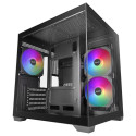 Computer Case - Mars Gaming MCVIEW3 Mini Tower For Micro ATX, Tempered Glass, Black