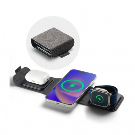 mophie-3in1 travel charger MagSafe with adapter EU Black