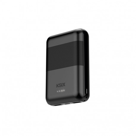 Ksix Powebank Mini 10000mAh 10W+cable USB-A USB-C Black