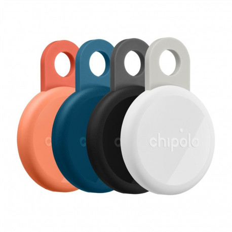 Chipolo Bluetooth-jälgija laetav silikoonist aasaga iOS-ile ja Androidile, söehall, kriitvalge, tume