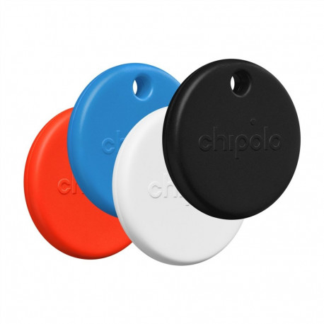 Chipolo POP – Bluetooth Tracker with Replaceable Battery for iOS & Android, 4pack -Black, White, Red