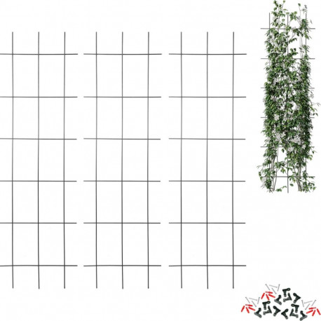 Plant Support - Garden Trellis 150 x 45 cm 3 pcs BIOOGROD 721424, steel, black