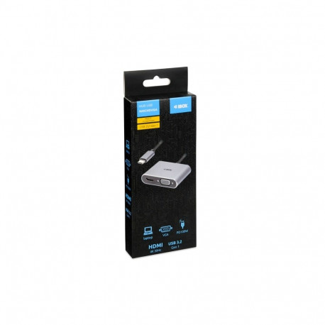 USB Hub - IBOX IUHCHDVGA 4-in-1 USB 3.0 Hub, 100W PD, HDMI 4K, VGA Full HD