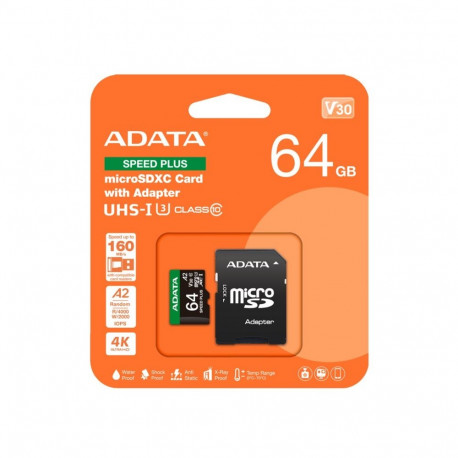 Memory Card - ADATA Speed Plus 64 GB MicroSDXC 160 MB/s Read, 140 MB/s Write