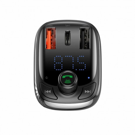 Bluetooth FM Transmitter - Baseus CCMT000101, Dual USB Ports, MicroSD Reader, 87.5-108 MHz, Black