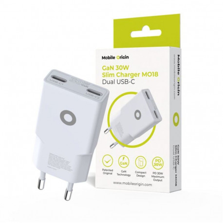 Mobile Origin laadija MO18 30W TÜV õhuke kahe USB-C-pordiga