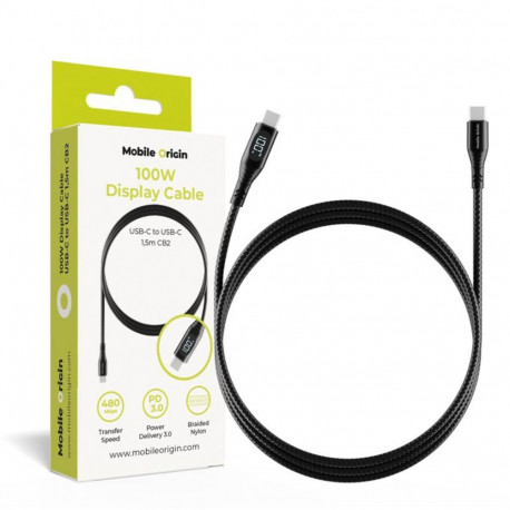 Mobile Origin videokaabel CB2 USB-C–USB-C 100W 1.5m